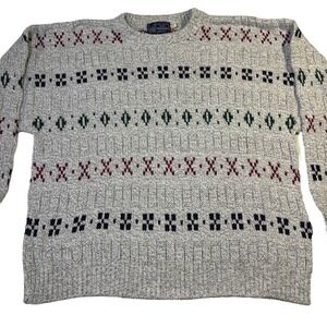 Peconic Bay Traders Vtg Wool Blend Sweater Crew Neck Patterned‎ Knitwear X-Large
